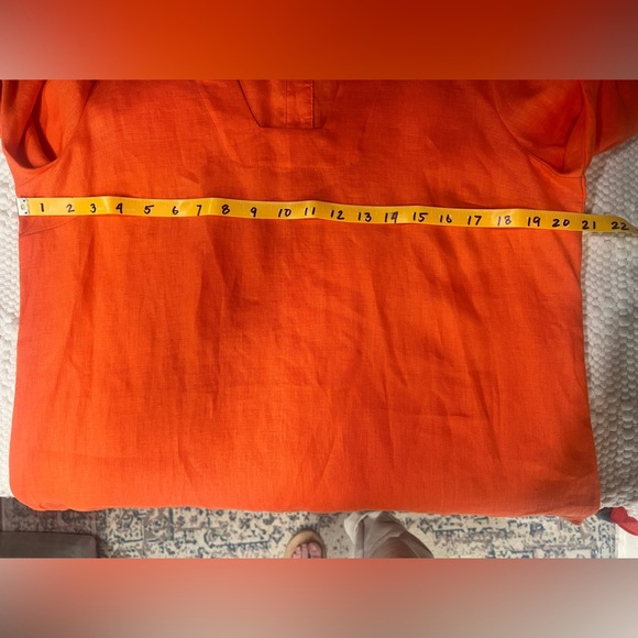 Soft Surroundings Orange 100% Linen Cuffed 3/4 Sleeve top size M - Picture 9 of 12